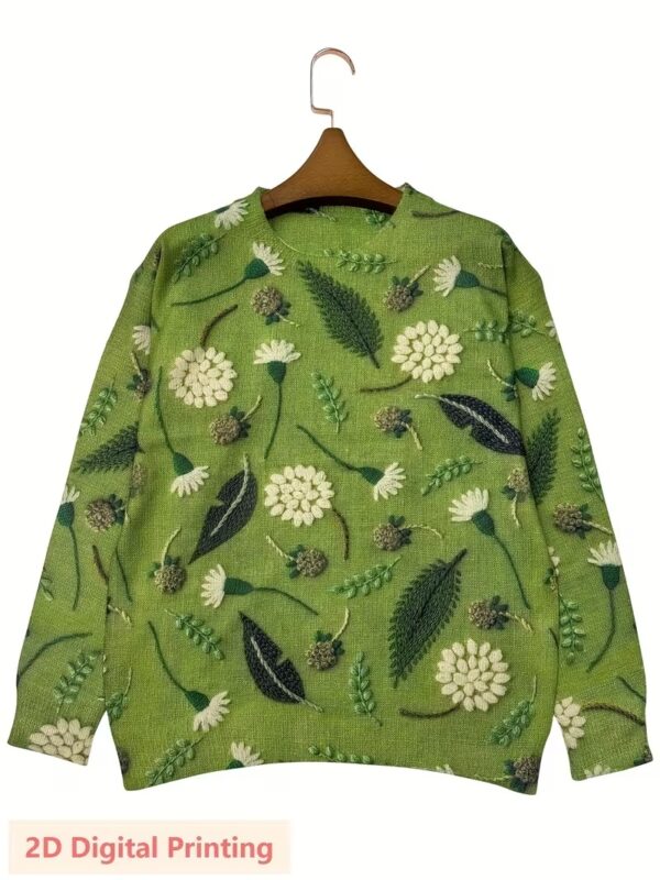 Women's Round Neck All-Over Patterned Sweater X006