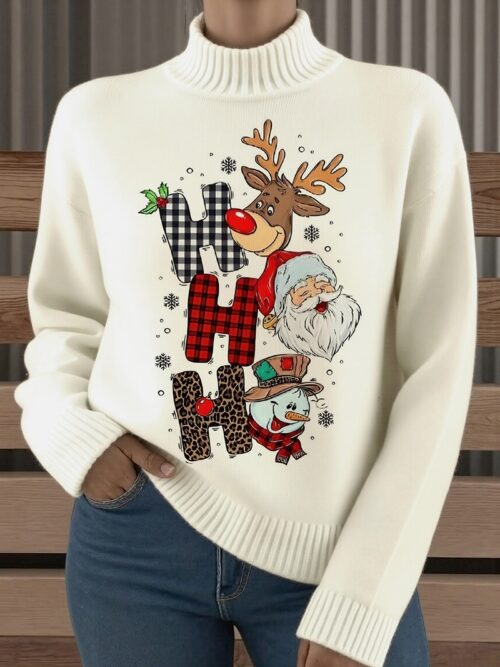 Women's Turtleneck Printed Sweater G3011